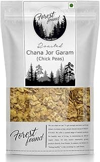 Forest Found Black Chana Jor Garam | Vacuum Roasted Gluten Free & Low Fat Healthy Snacks | No Salt No Masala Diet Namkeen Vegan Protein Roasted Bengal Gram - 900g (Pack of 1)