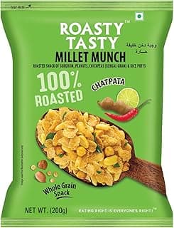 Roasty Tasty Millet Munch Chatpata 200g | Gluten Free Healthy Snacks | Ideal for Weight Management | Cholesterol-Free Millet Namkeen